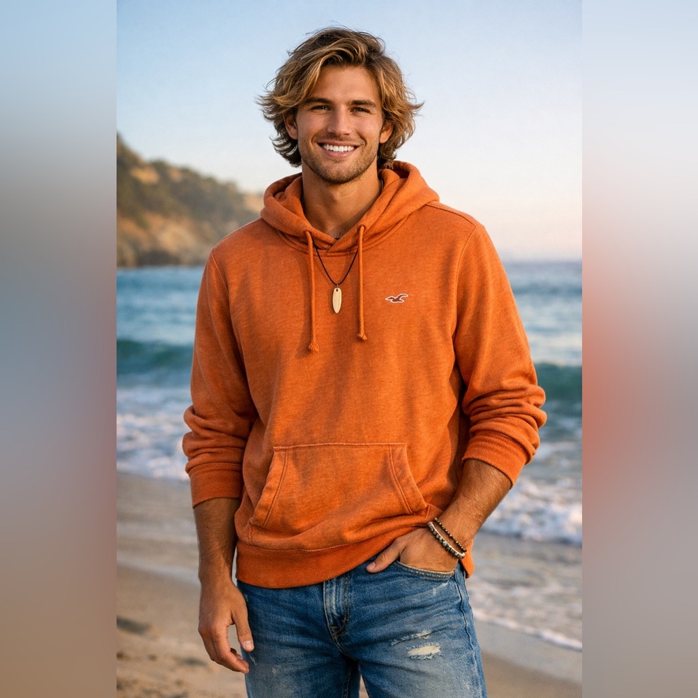 Hollister Orange Pullover Hoodie